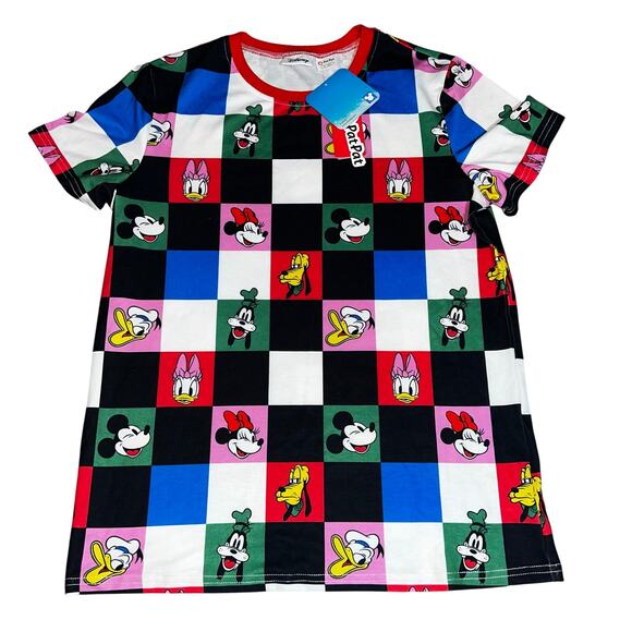 Disney Pat Pat Mickey and Friends checkered graphic t-shirt 11-12 Minnie,daisy, - Picture 1 of 5